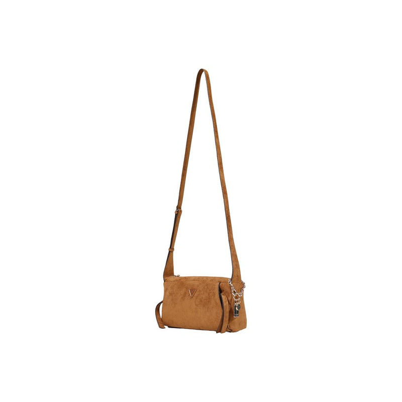Guess Coleen Logo Small Handbag - Brown Polyester