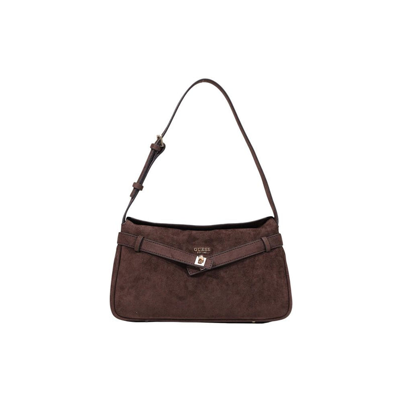 Guess Coleen Logo Small Handbag - Brown Polyester