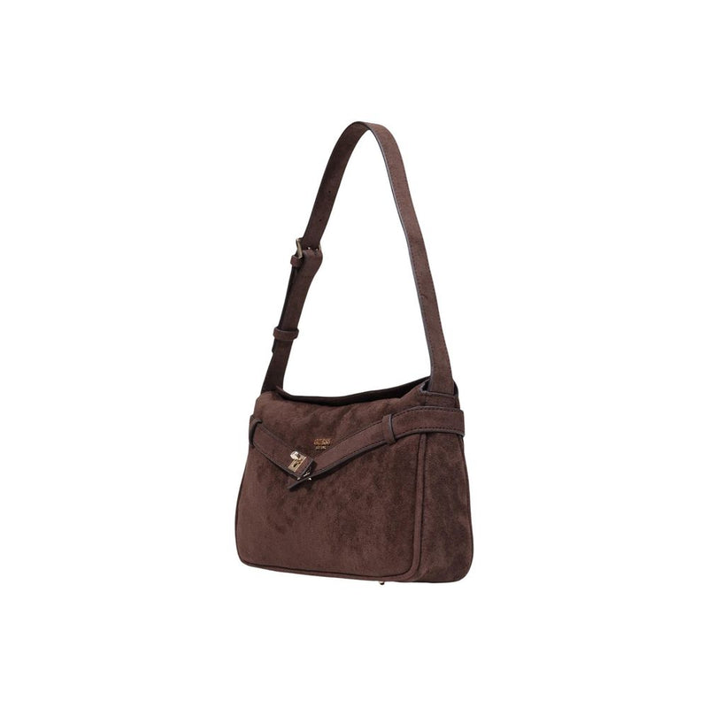 Guess Coleen Logo Small Handbag - Brown Polyester