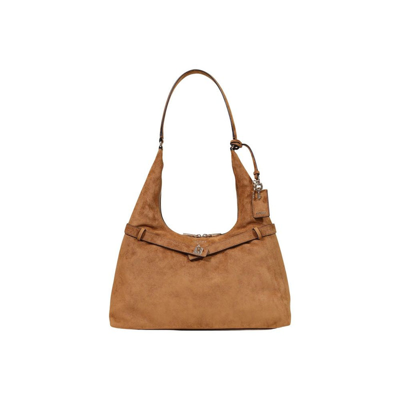 Guess Coleen Logo Small Handbag - Brown Polyester