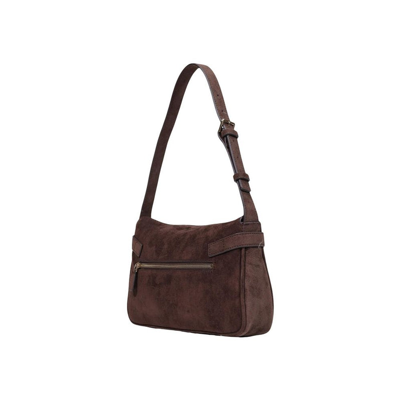 Guess Coleen Logo Small Handbag - Brown Polyester
