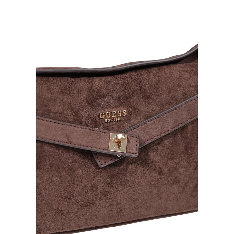 Guess Coleen Logo Small Handbag - Brown Polyester