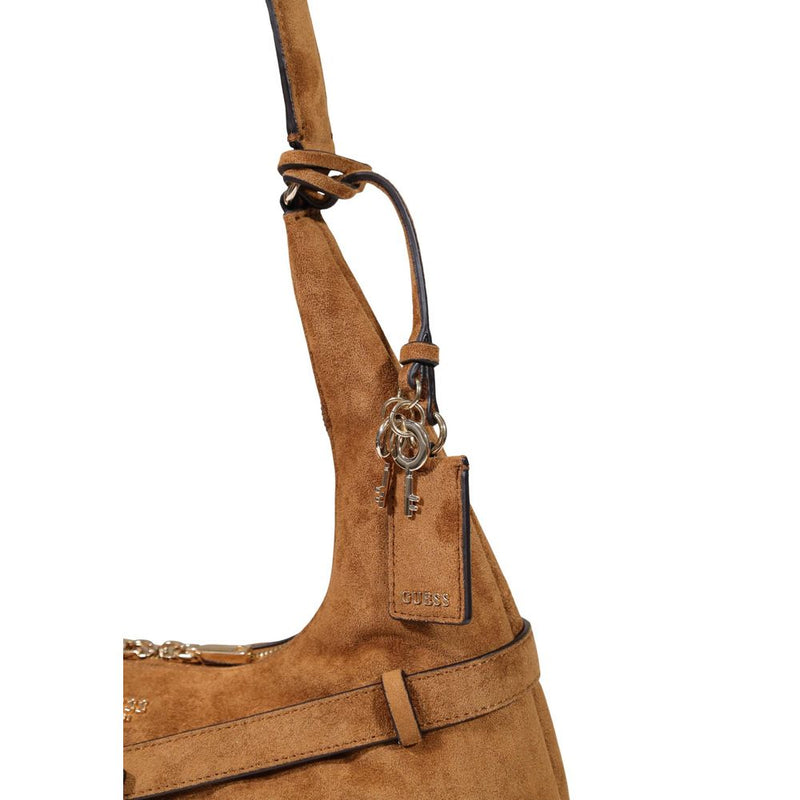 Guess Coleen Logo Small Handbag - Brown Polyester