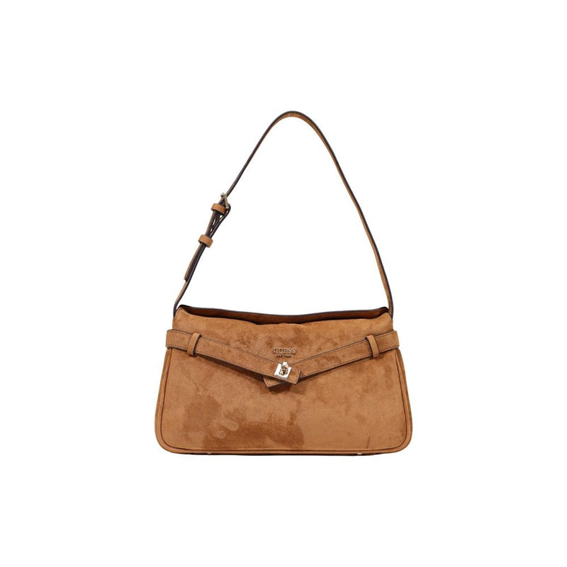 Guess Coleen Logo Small Handbag - Brown Polyester