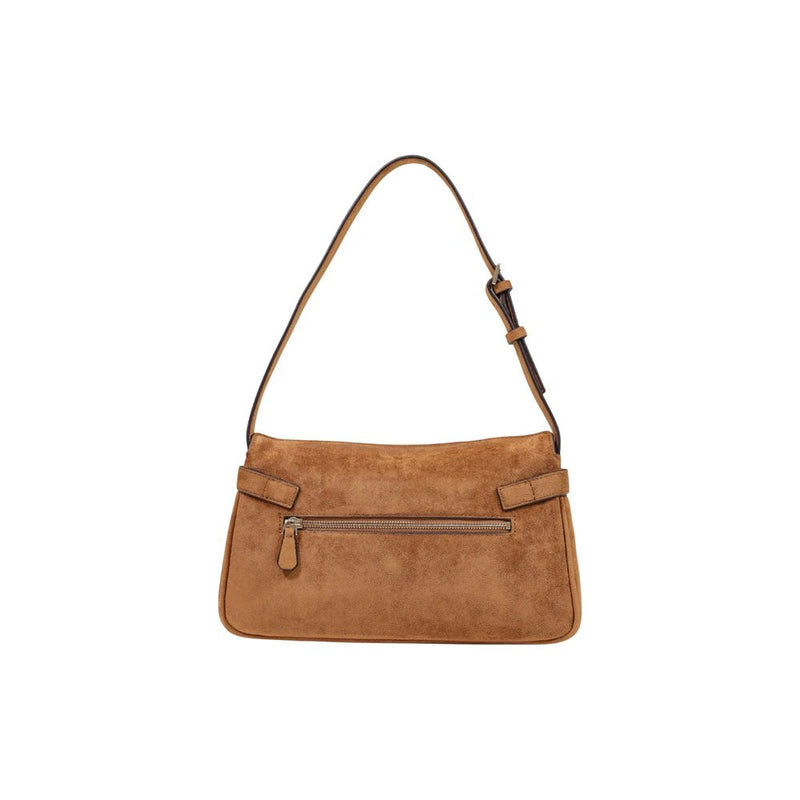 Guess Coleen Logo Small Handbag - Brown Polyester