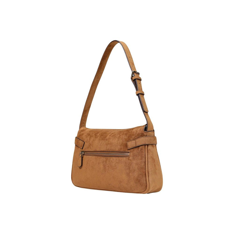 Guess Coleen Logo Small Handbag - Brown Polyester