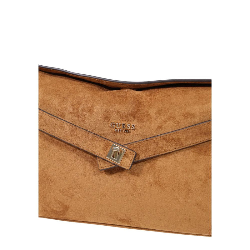 Guess Coleen Logo Small Handbag - Brown Polyester