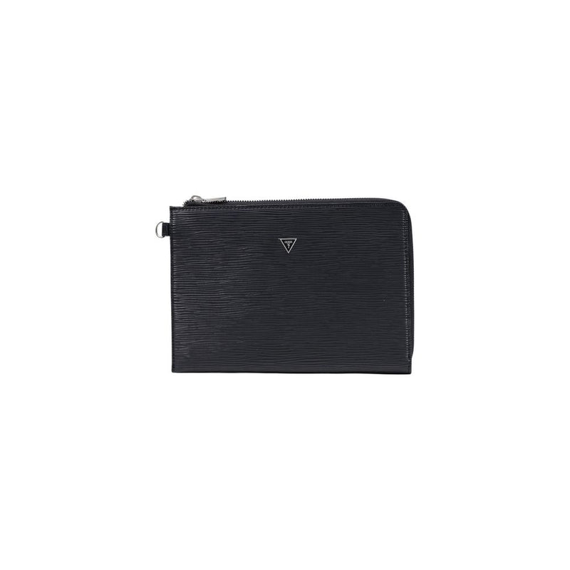 Guess Milano Small Necessaire Pouch - Black Polyurethane Clutch Bag