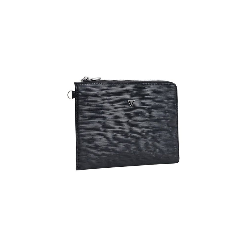 Guess Milano Small Necessaire Pouch - Black Polyurethane Clutch Bag