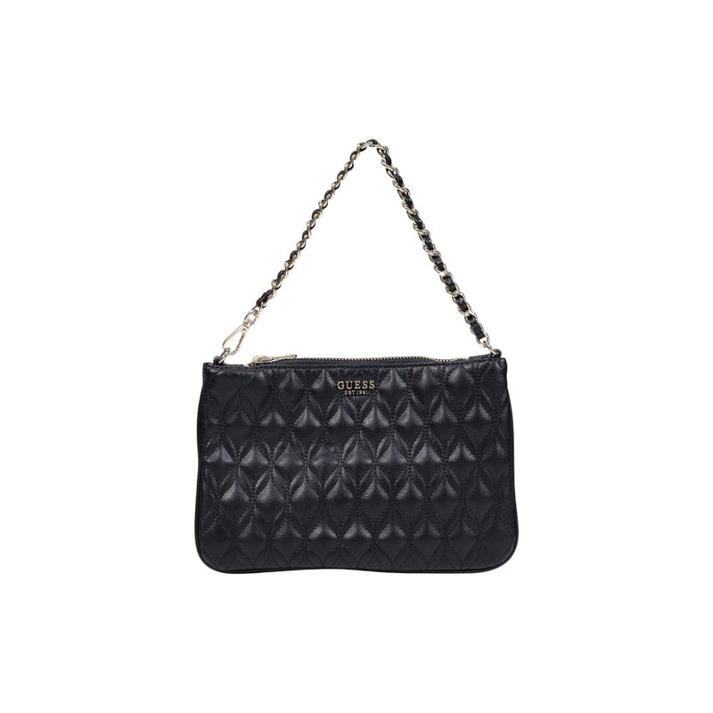Guess Maxine Quilted Flat Black Clutch Bag