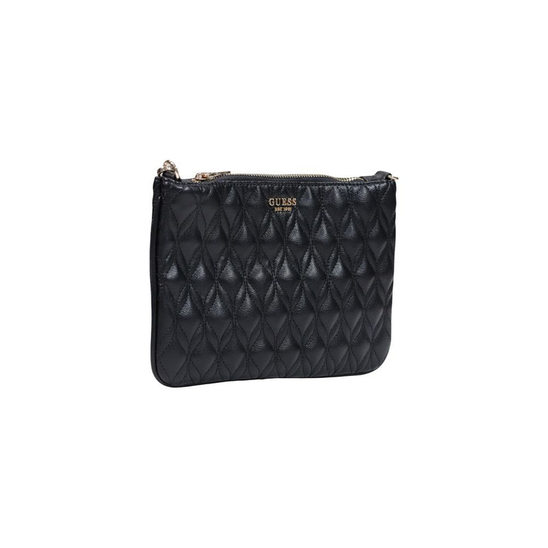 Guess Maxine Quilted Flat Black Clutch Bag