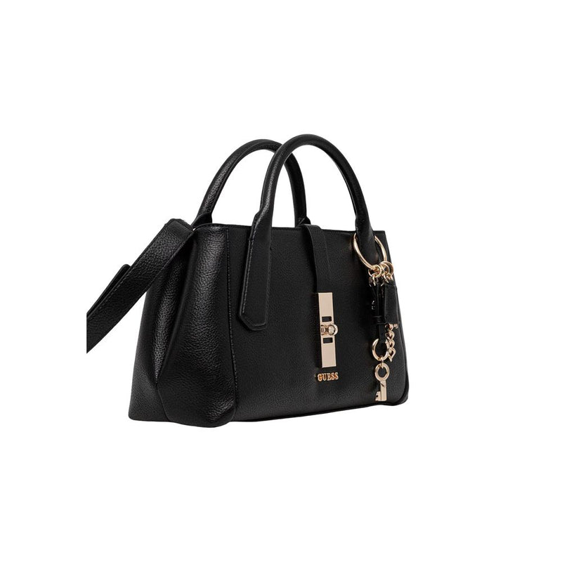 Guess Brooke High Society Satchel - Black Polyurethane Handbag