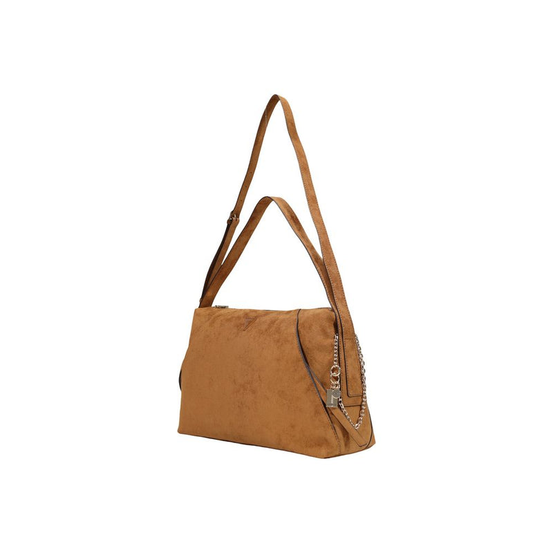 Guess Coleen Logo Small Handbag - Brown Polyester