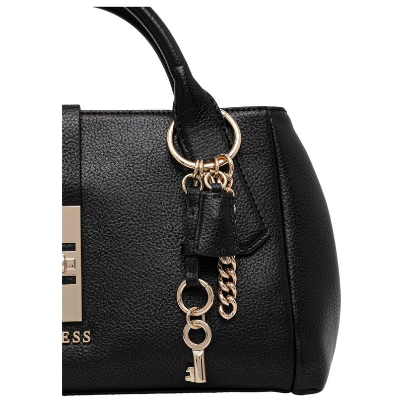 Guess Brooke High Society Satchel - Black Polyurethane Handbag
