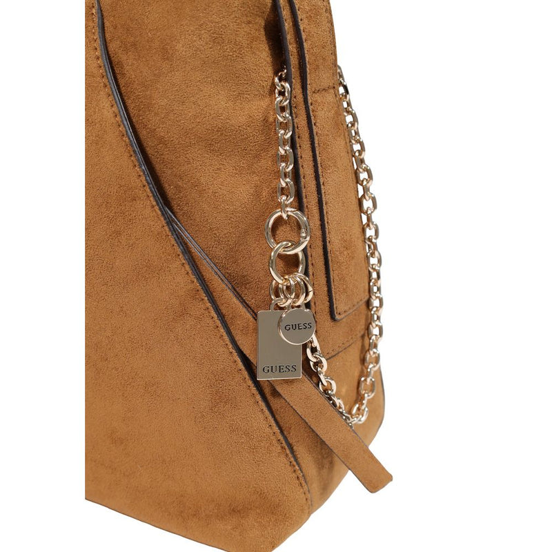 Guess Coleen Logo Small Handbag - Brown Polyester