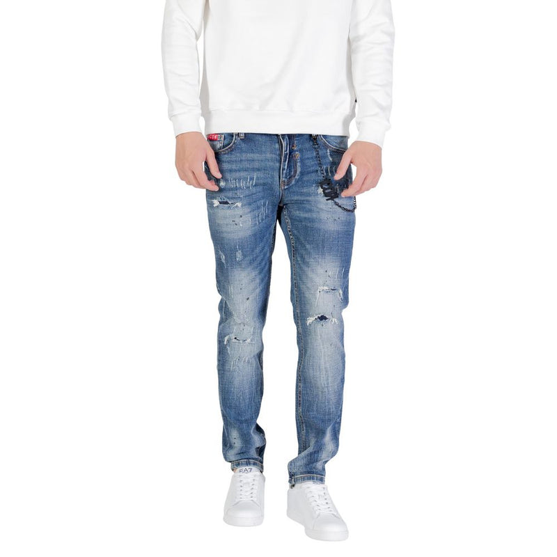 Icon Blue Cotton Skinny Jeans for Men