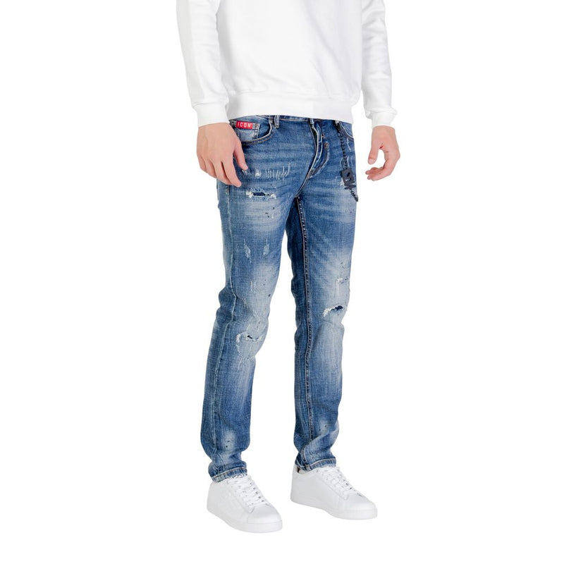 Icon Blue Cotton Skinny Jeans for Men