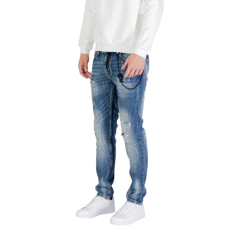 Icon Blue Cotton Skinny Jeans for Men