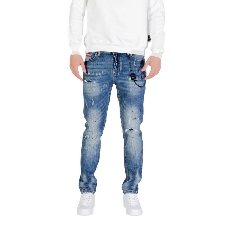 Icon Blue Cotton Skinny Jeans for Men