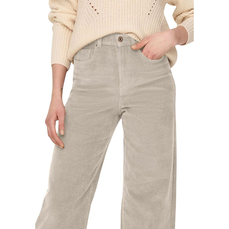 Only ONLHOPE Global EX HW Wide Cord Cropped Pants in Beige