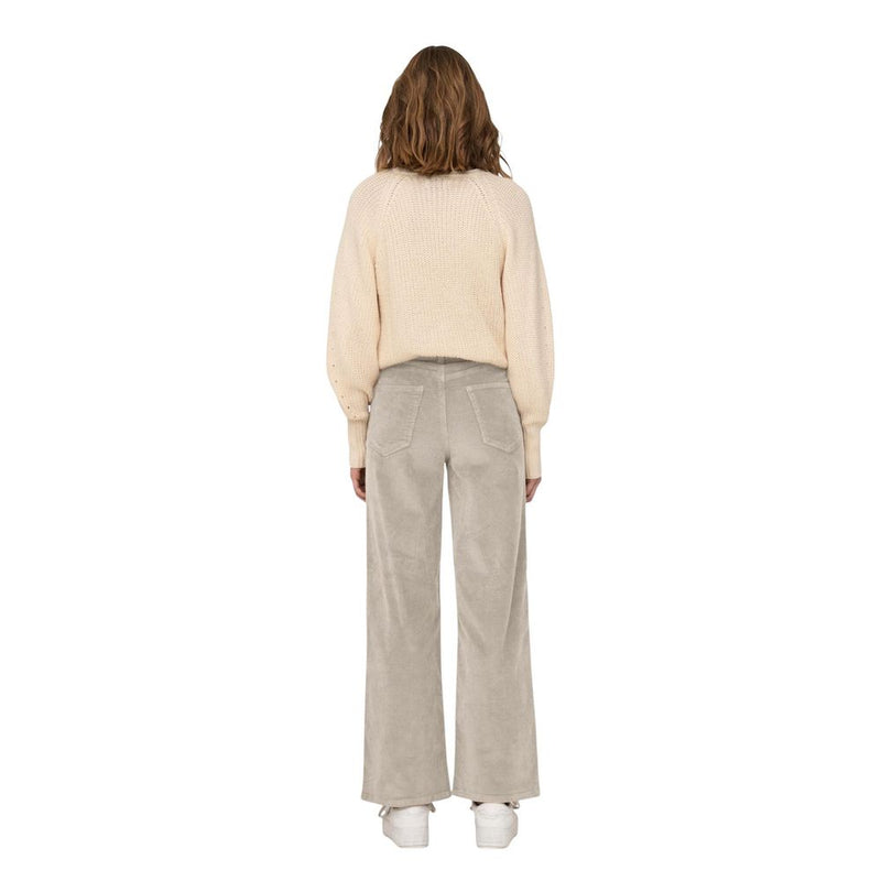 Only ONLHOPE Global EX HW Wide Cord Cropped Pants in Beige