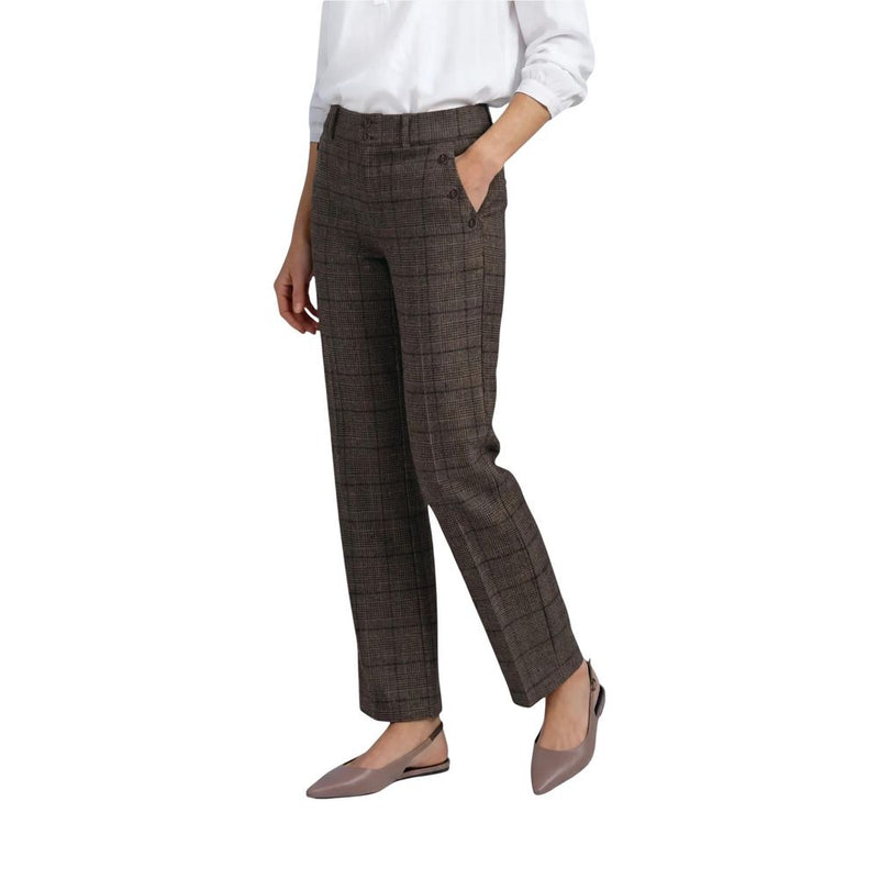 Street One Amalia Straight Leg Check Brown Casual Pants
