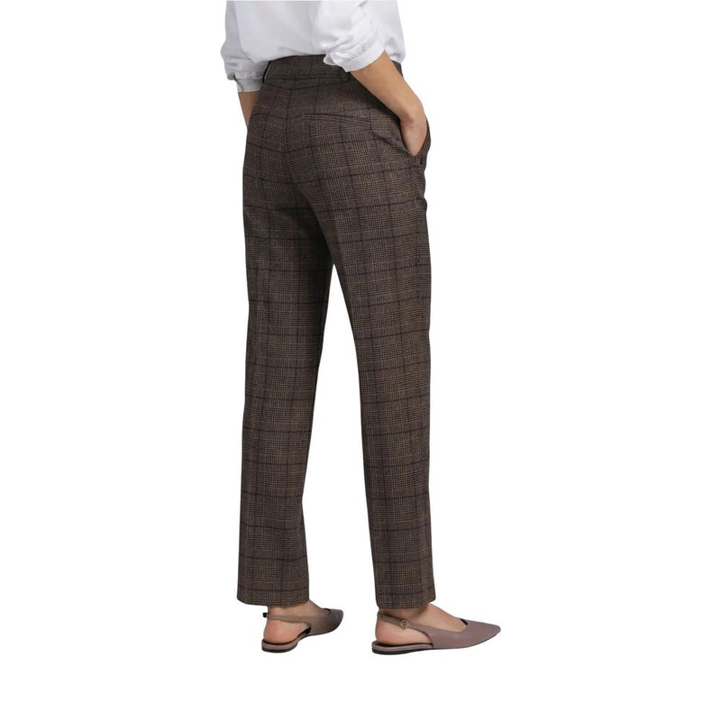Street One Amalia Straight Leg Check Brown Casual Pants