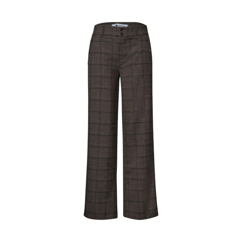 Street One Amalia Straight Leg Check Brown Casual Pants