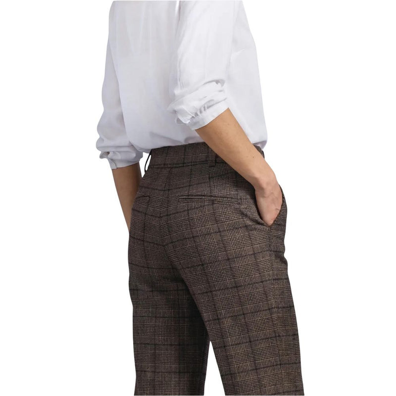 Street One Amalia Straight Leg Check Brown Casual Pants
