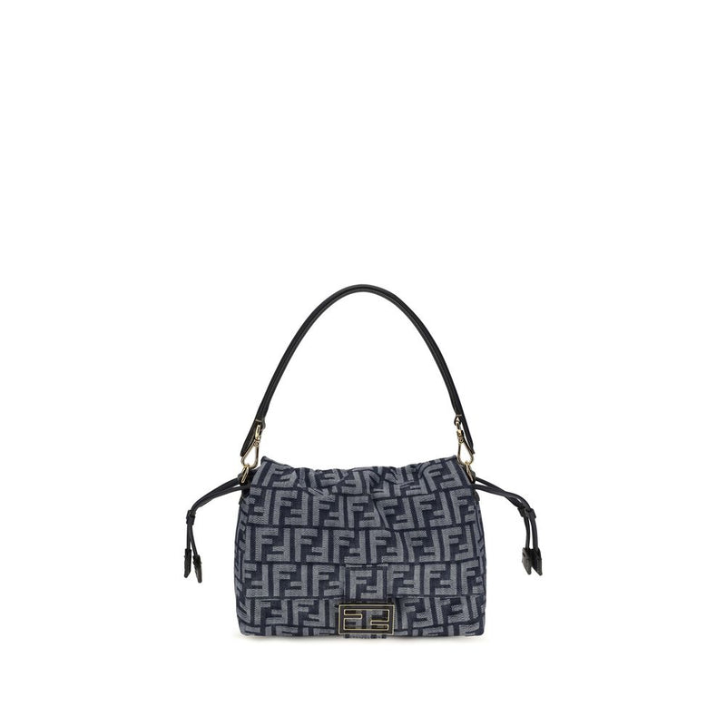 Fendi Mamma Baguette Blue Cotton Shoulder Bag