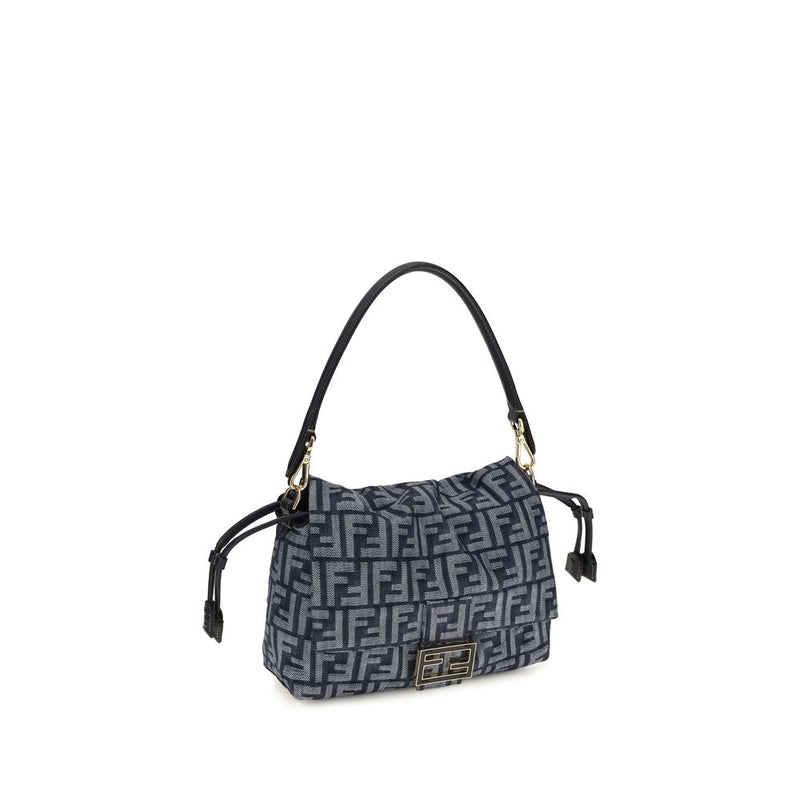 Fendi Mamma Baguette Blue Cotton Shoulder Bag