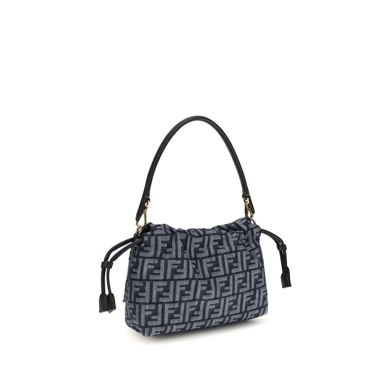 Fendi Mamma Baguette Blue Cotton Shoulder Bag