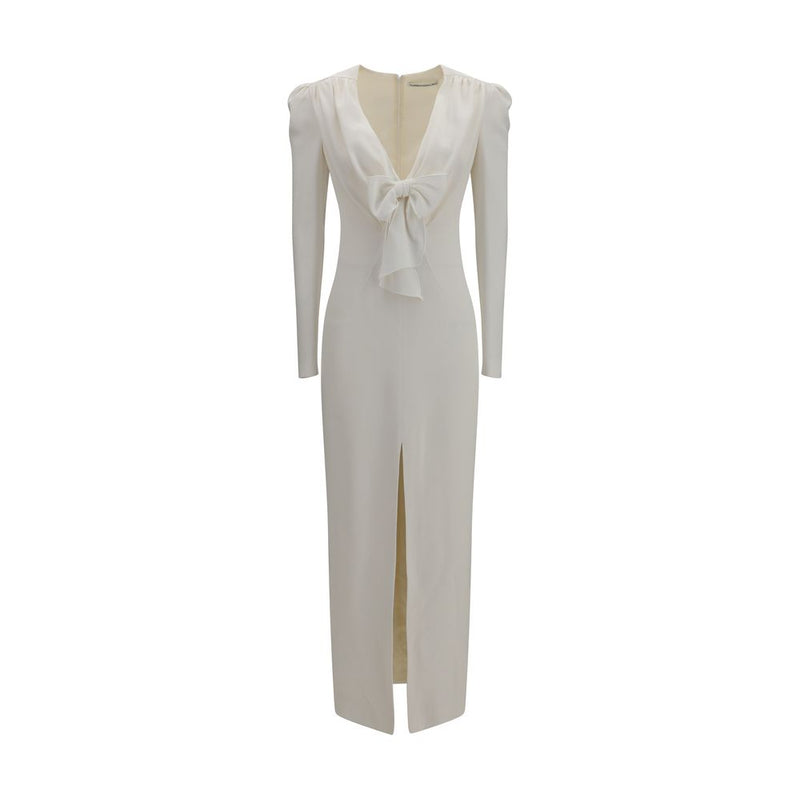 Alessandra Rich White Viscose Cocktail Dress with Bow