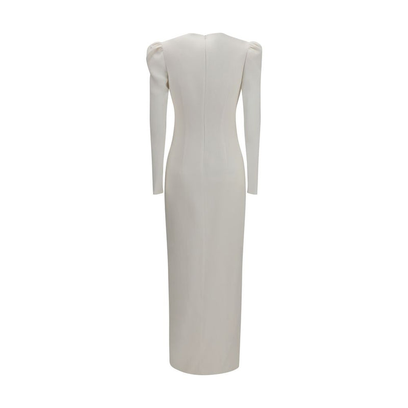 Alessandra Rich White Viscose Cocktail Dress with Bow