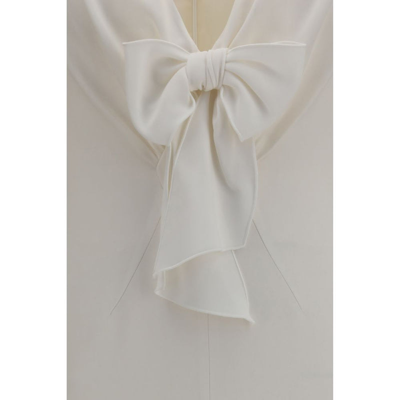 Alessandra Rich White Viscose Cocktail Dress with Bow