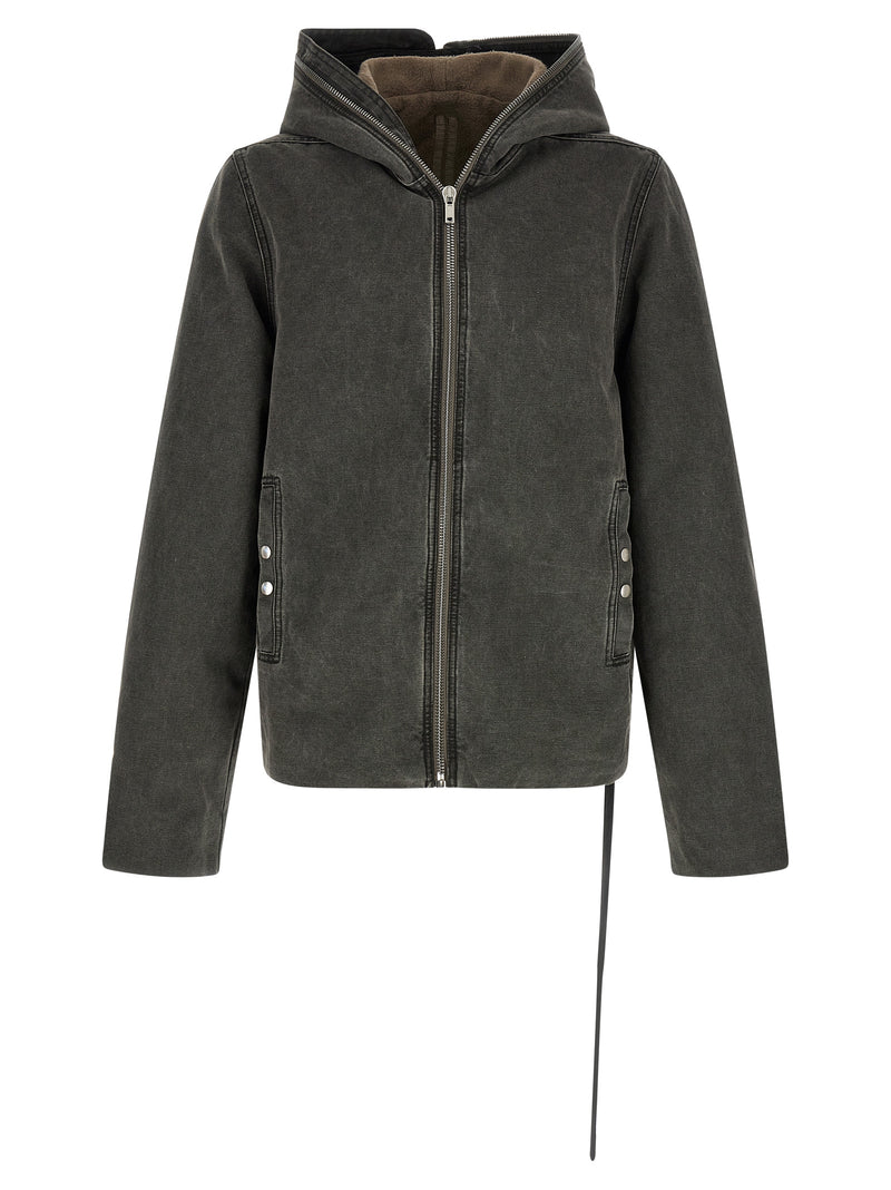 DRKSHDW Gimp Zipfront Gray Cotton Full-Length Jacket