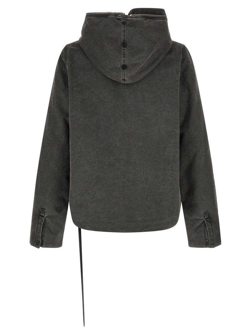 DRKSHDW Gimp Zipfront Gray Cotton Full-Length Jacket