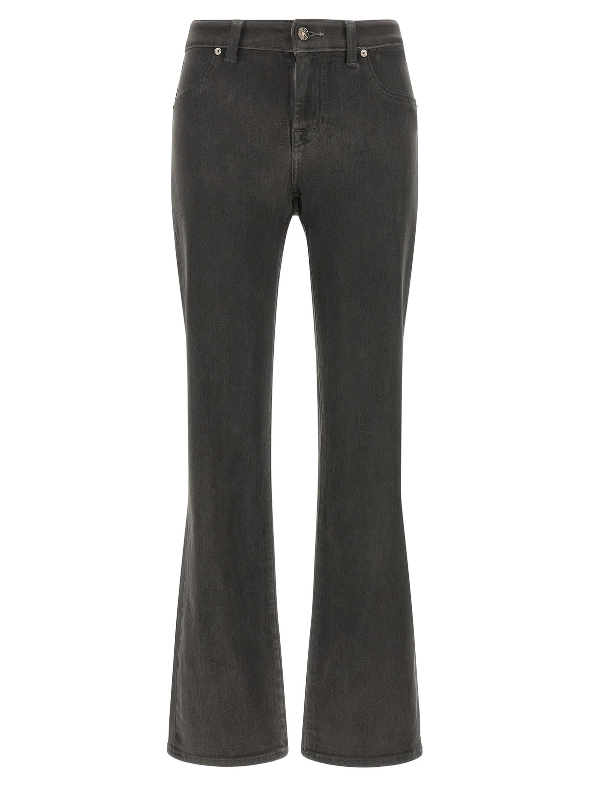 7 For All Mankind Gray Cotton Straight-Leg Jeans