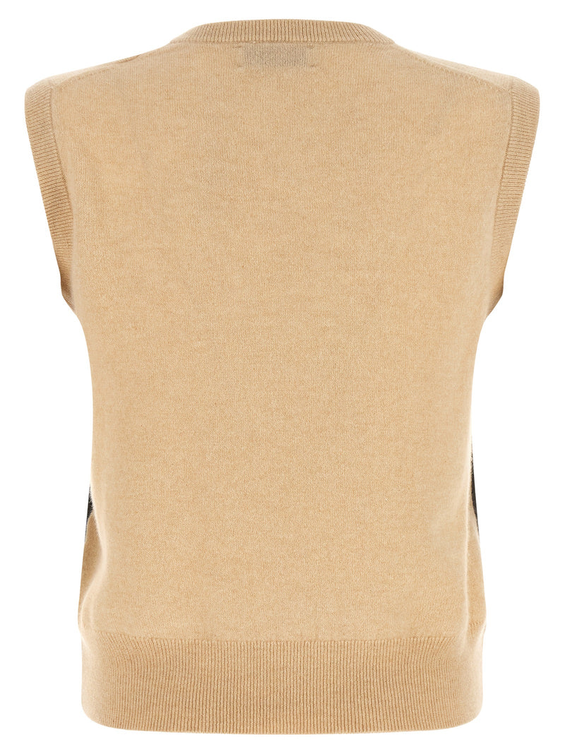 Ballantyne Beige Cashmere Sleeveless Jacket - Elegant Knitwear
