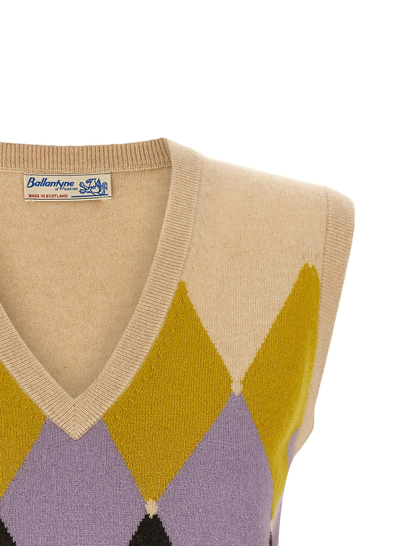 Ballantyne Beige Cashmere Sleeveless Jacket - Elegant Knitwear