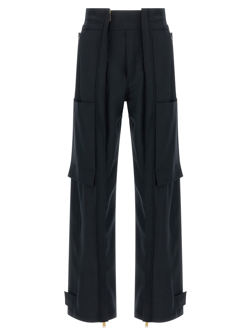 Darkpark Adriana Blue Polyester Cargo Pants for Women