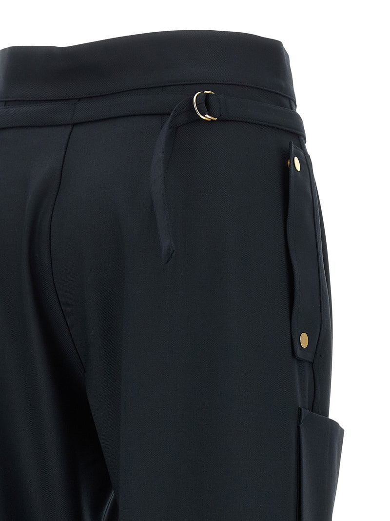 Darkpark Adriana Blue Polyester Cargo Pants for Women