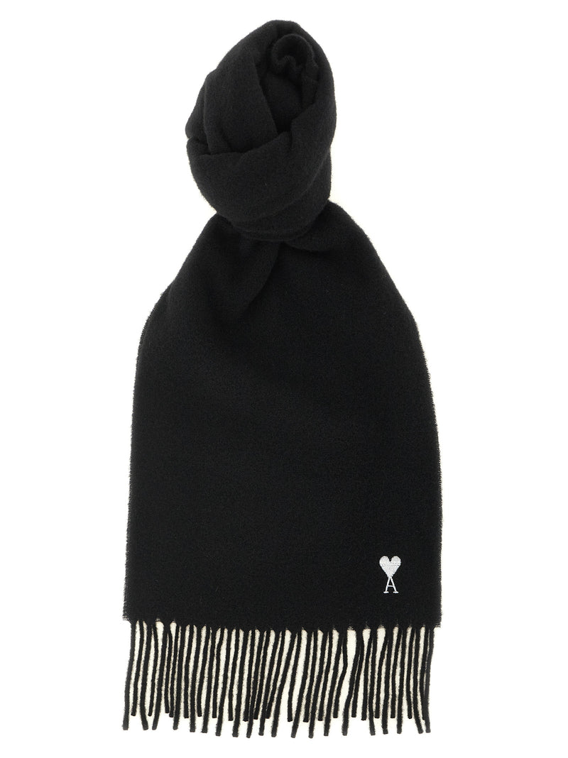 Ami Paris Black Wool Scarf - Luxurious Winter Accessory