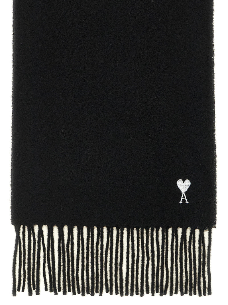Ami Paris Black Wool Scarf - Luxurious Winter Accessory