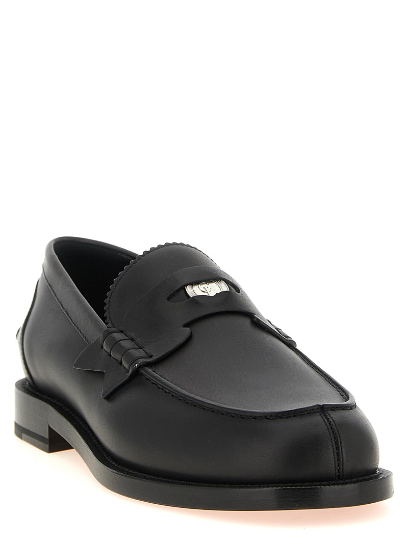 Christian Louboutin Black Calfskin Plato Slip-On Loafers