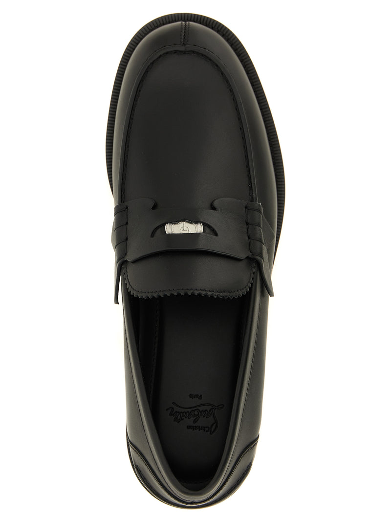 Christian Louboutin Black Calfskin Plato Slip-On Loafers