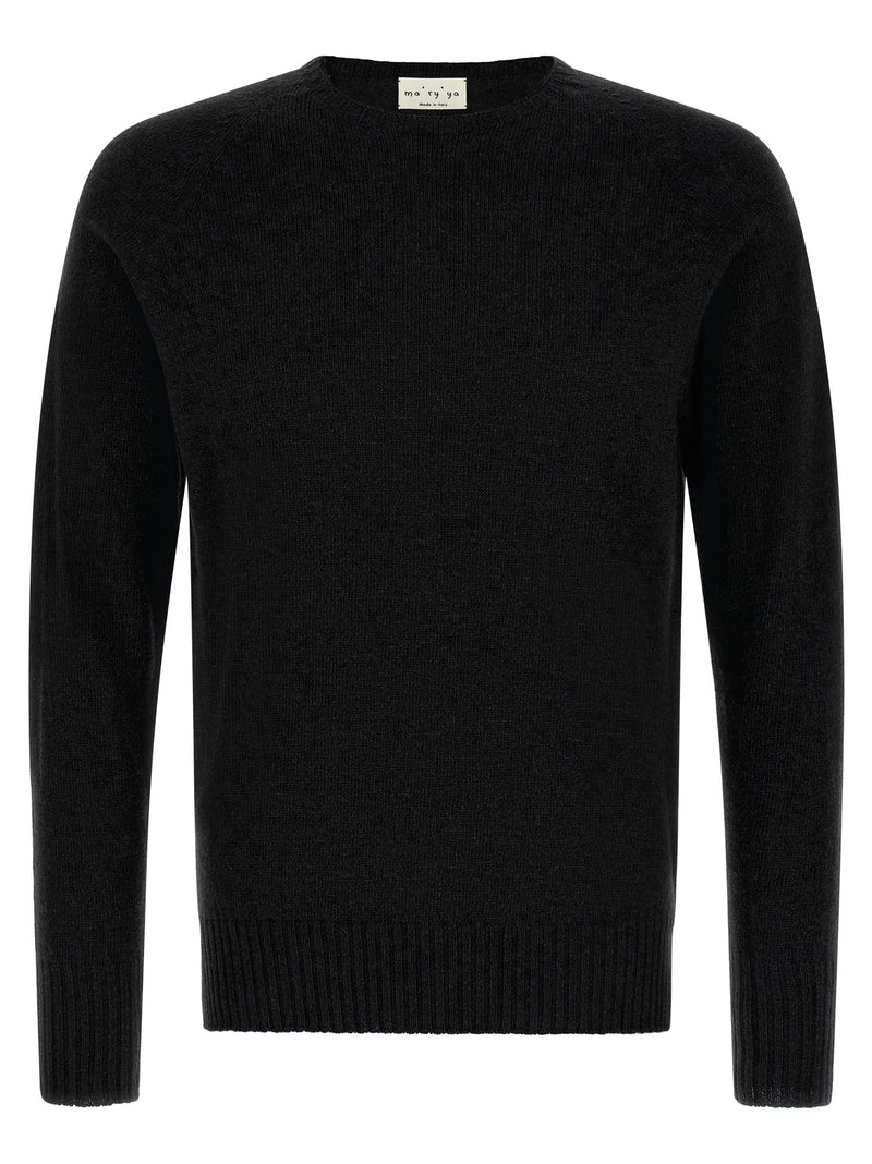 MA'RY'YA Black Cashmere and Virgin Wool Cardigan