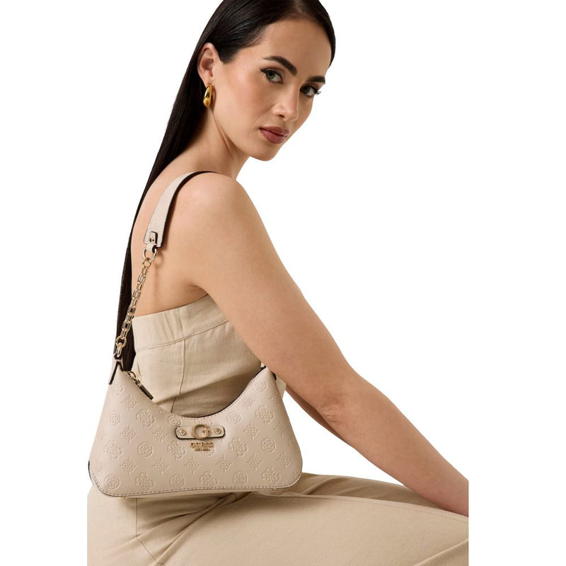 Guess DITA Shoulder Bag Beige Polyurethane - Elegant Handbag