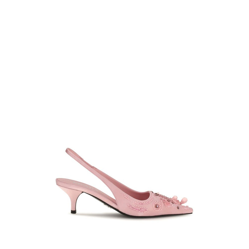 Prada Multicolor Satin Mid Heel Pumps - Elegant Slingback Design