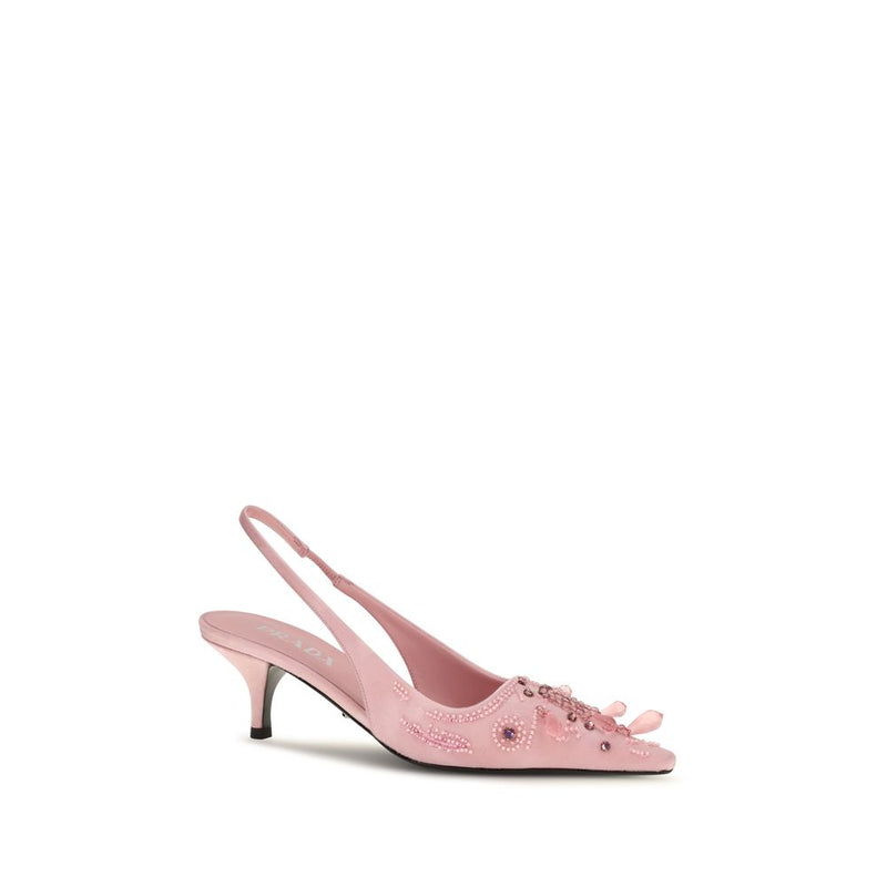 Prada Multicolor Satin Mid Heel Pumps - Elegant Slingback Design
